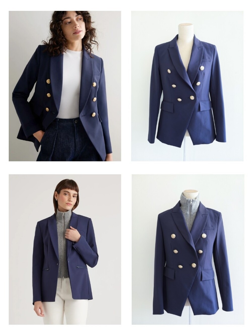 Quince Scuba Captain Double Breasted Convertible Blazer Cashmere Sweater Insert